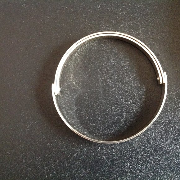 Retro Faith, Hope And Love Silver Tone Bangle Bracelet - Picture 3 of 4